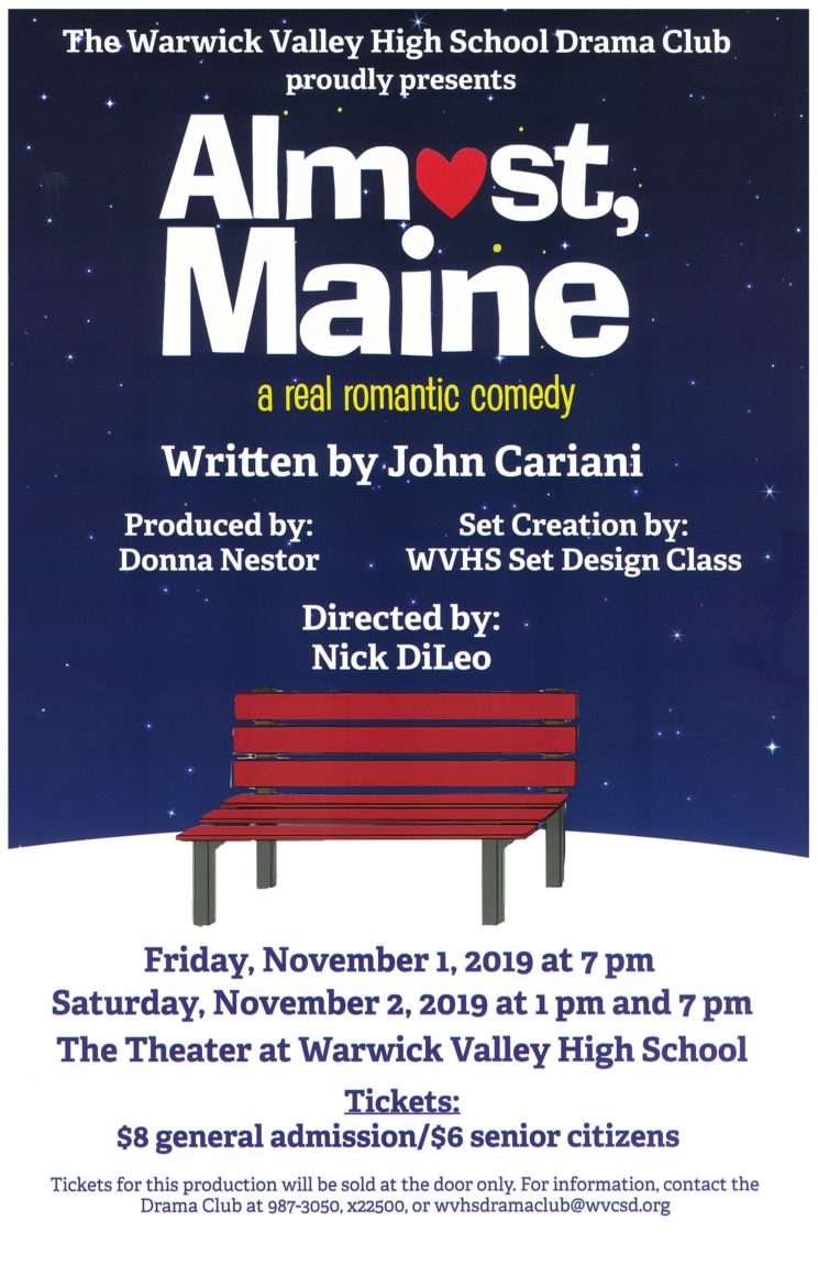 Almost Maine - WVHS Drama Club - Friday Nov 1st @7pm & Saturday Nov 2 @1pm & 7pm